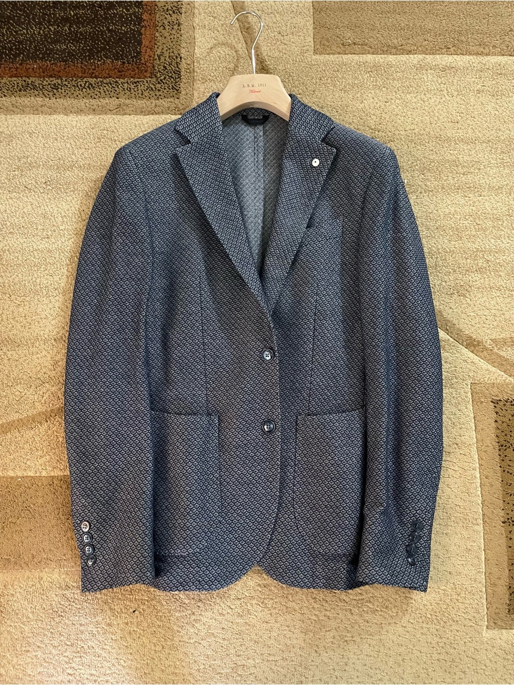 Textured Navy Men's Sport Coat Blazer